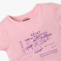 Girls Regular Fit Graphic Crew Neck Short Sleeve T-Shirt