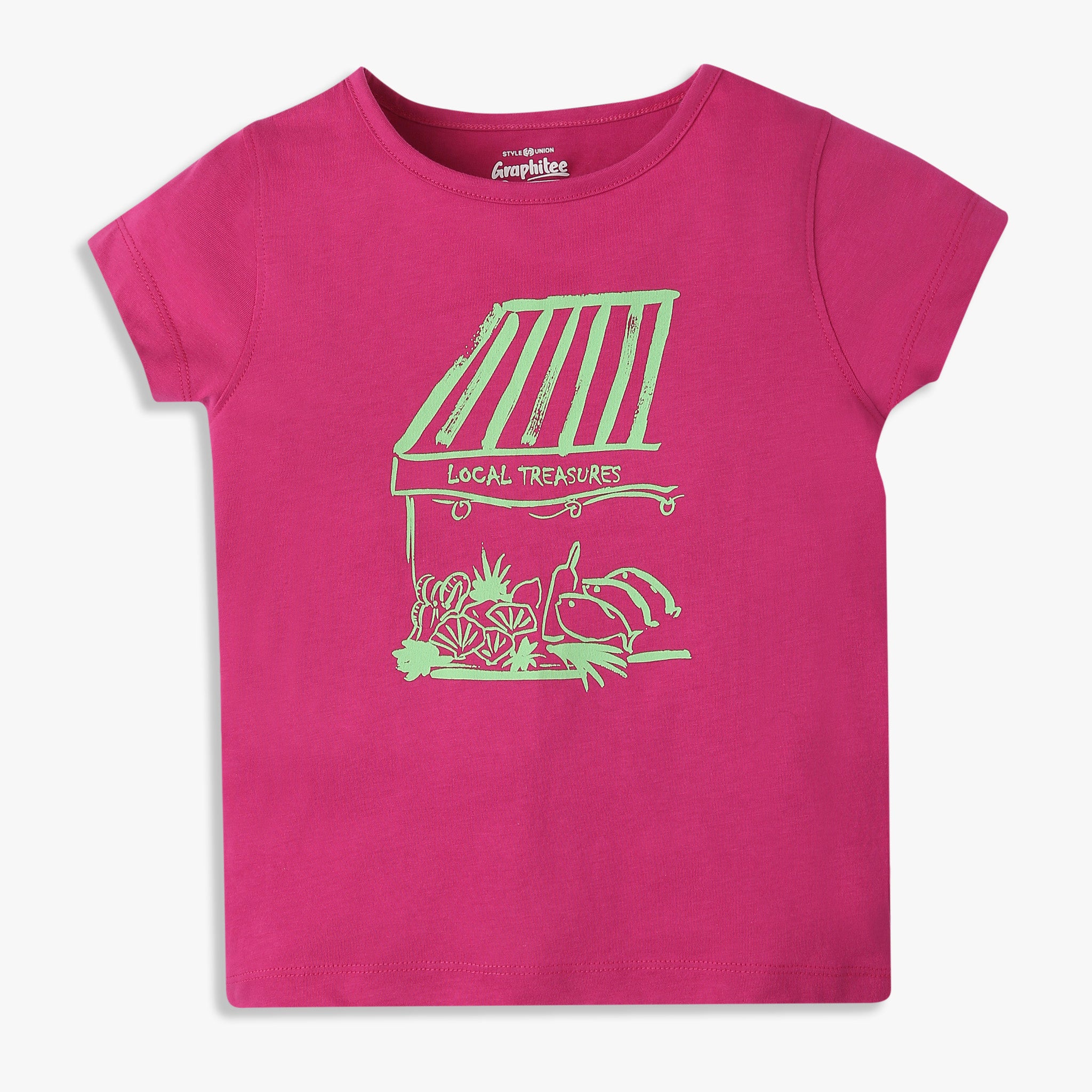 Girls Regular Fit Graphic Crew Neck T-Shirt