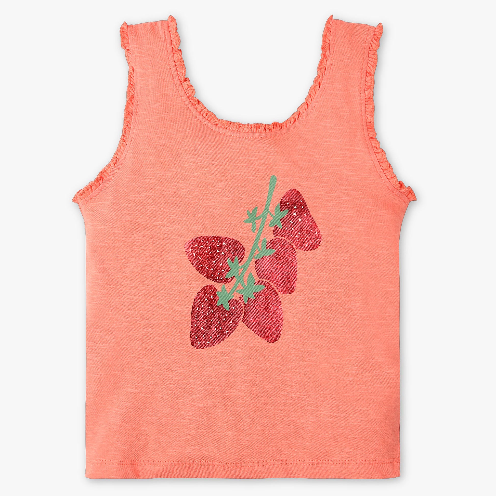 Girls Regular Fit Graphic Crew Neck Sleeveless T-Shirt