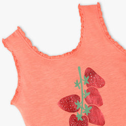 Girls Regular Fit Graphic Crew Neck Sleeveless T-Shirt