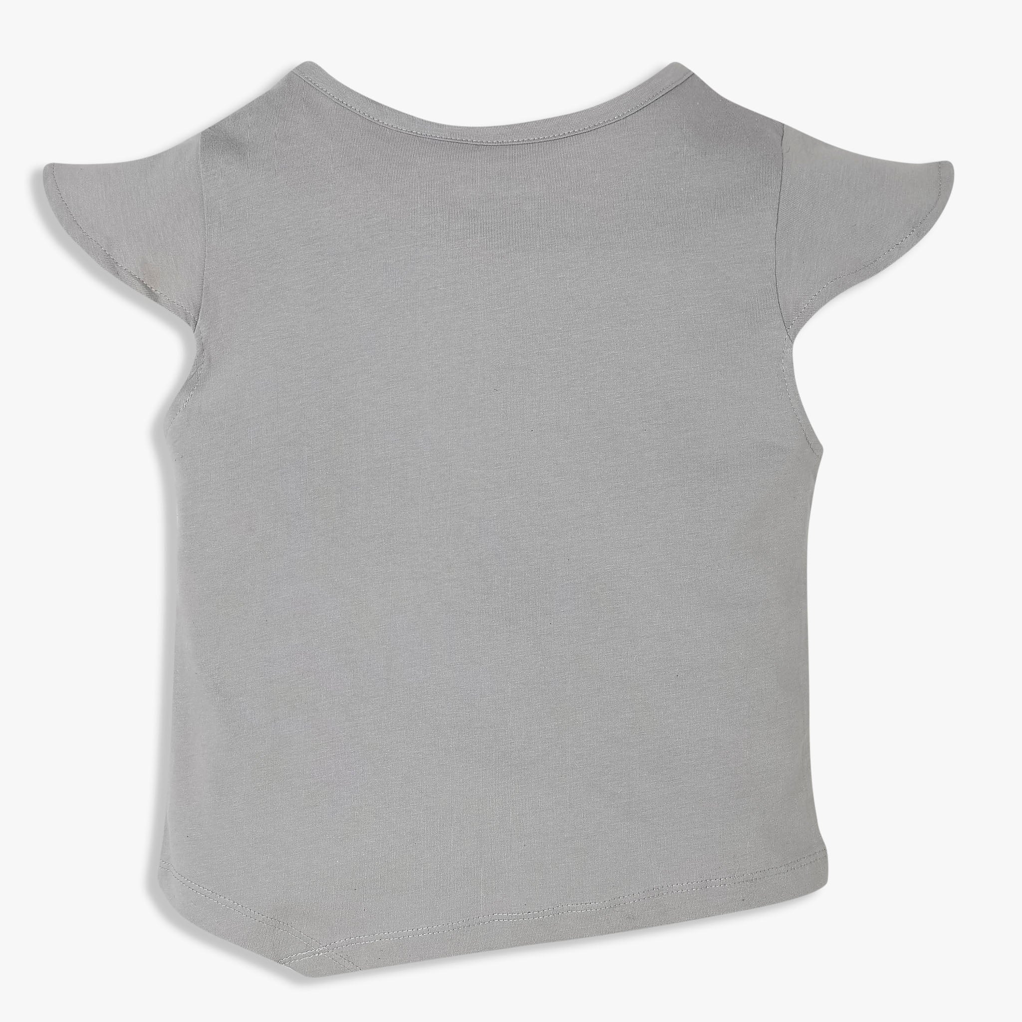 Girls Cotton Crew Neck Graphitee