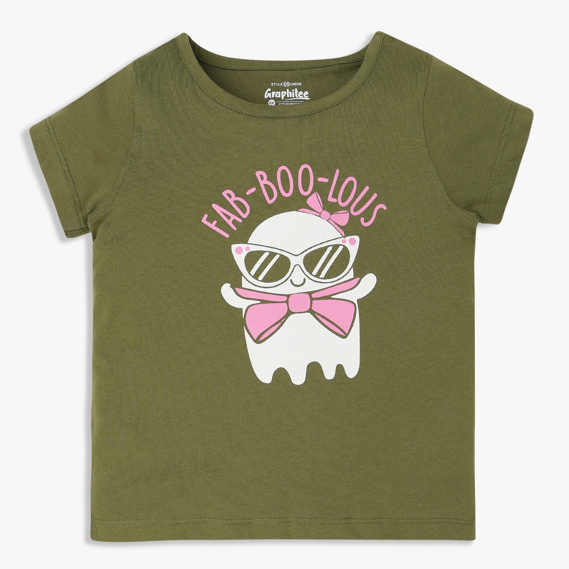 Girls Cotton Crew Neck Graphitee