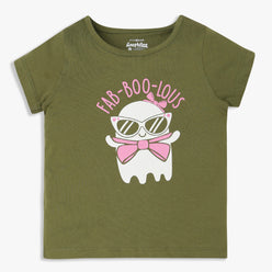 Girls Cotton Crew Neck Graphitee