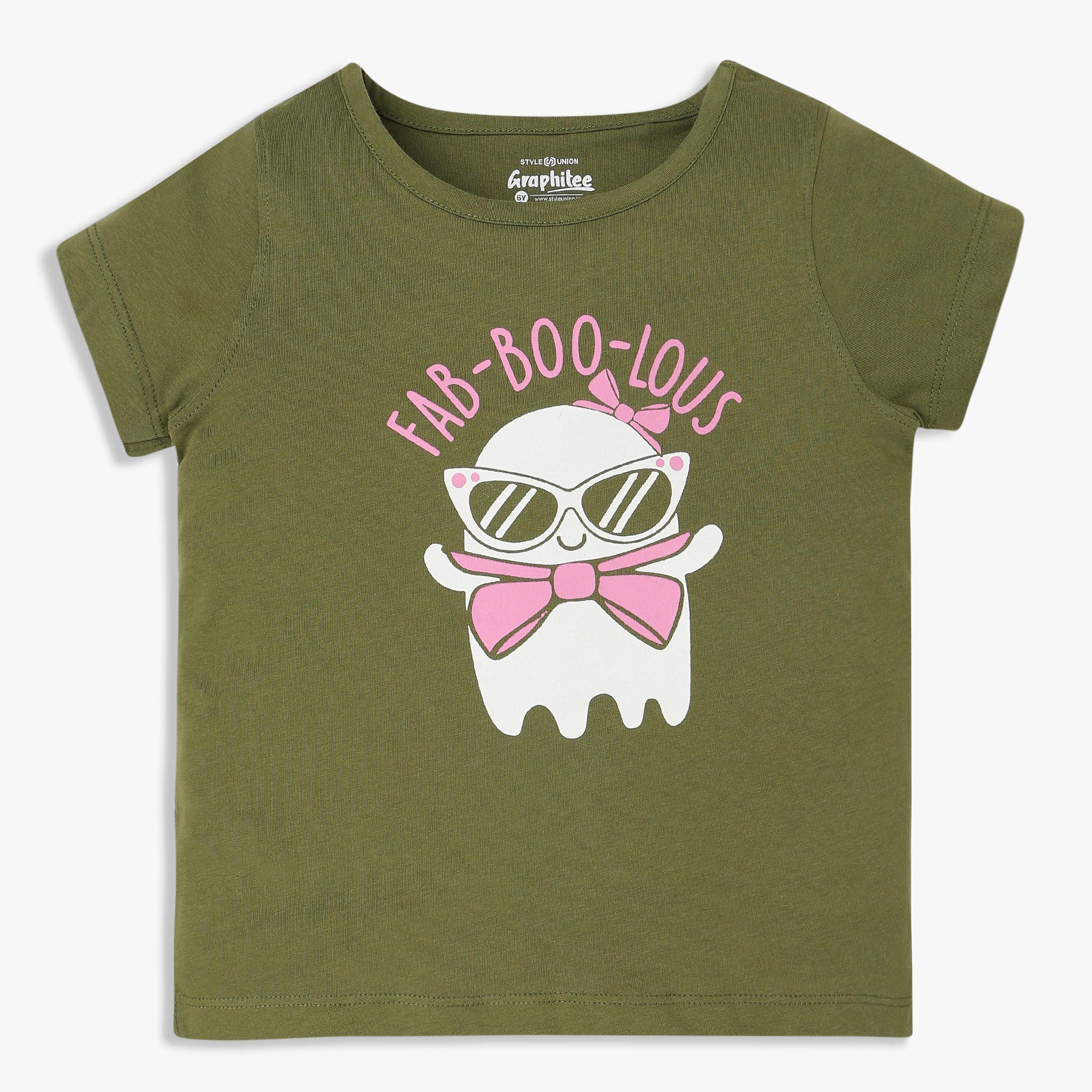 Girls Cotton Crew Neck Graphitee