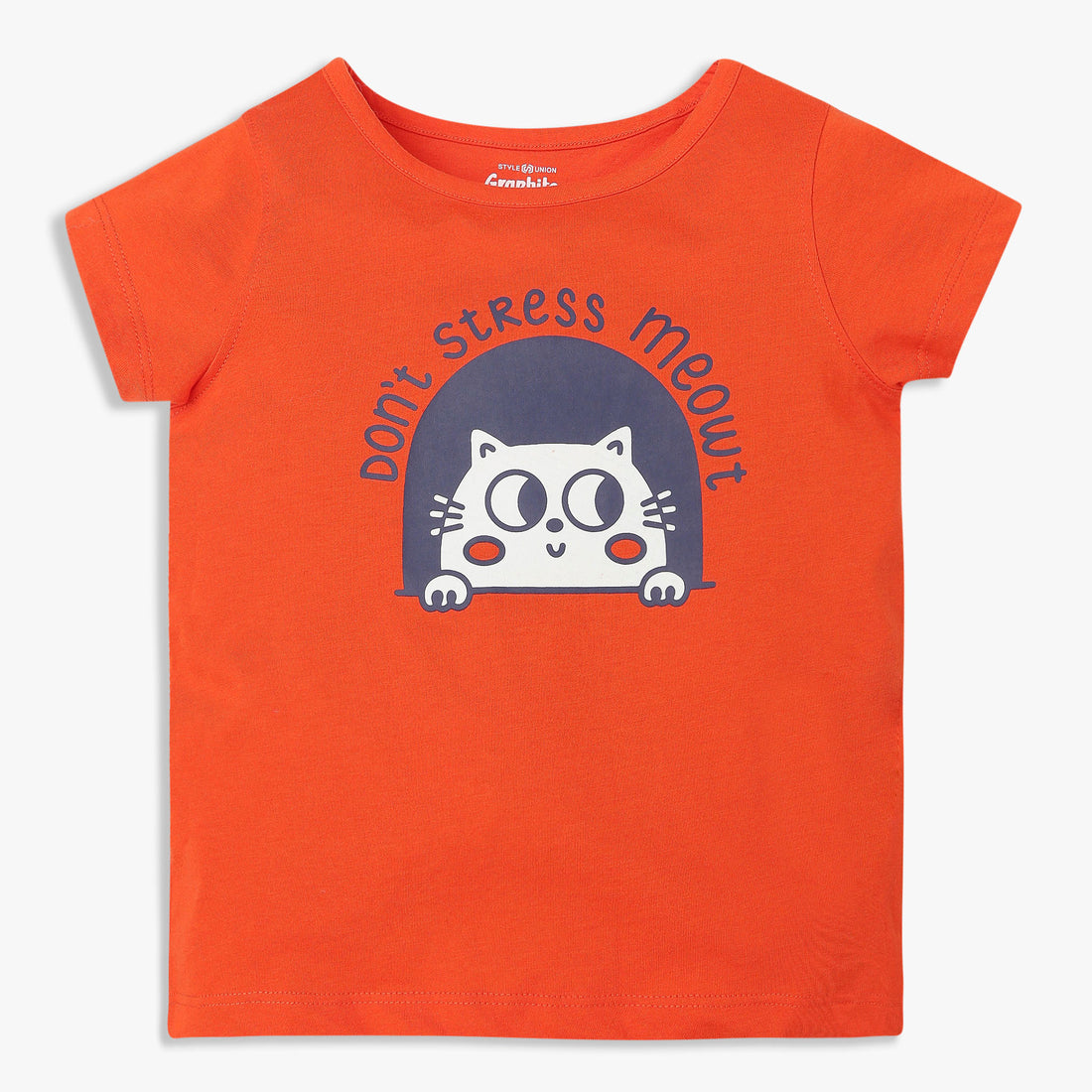 Girls Cotton Crew Neck Graphitee