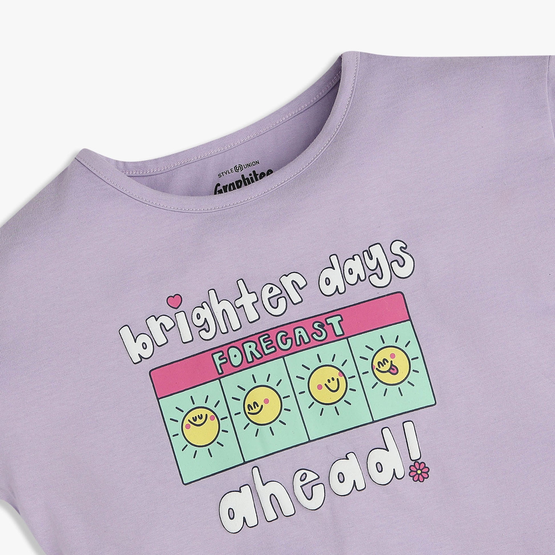 Girls Cotton Crew Neck Graphitee