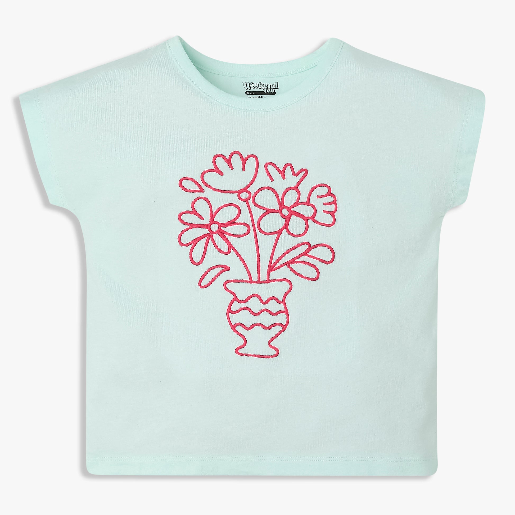 Girls Cotton Crew Neck Graphitee