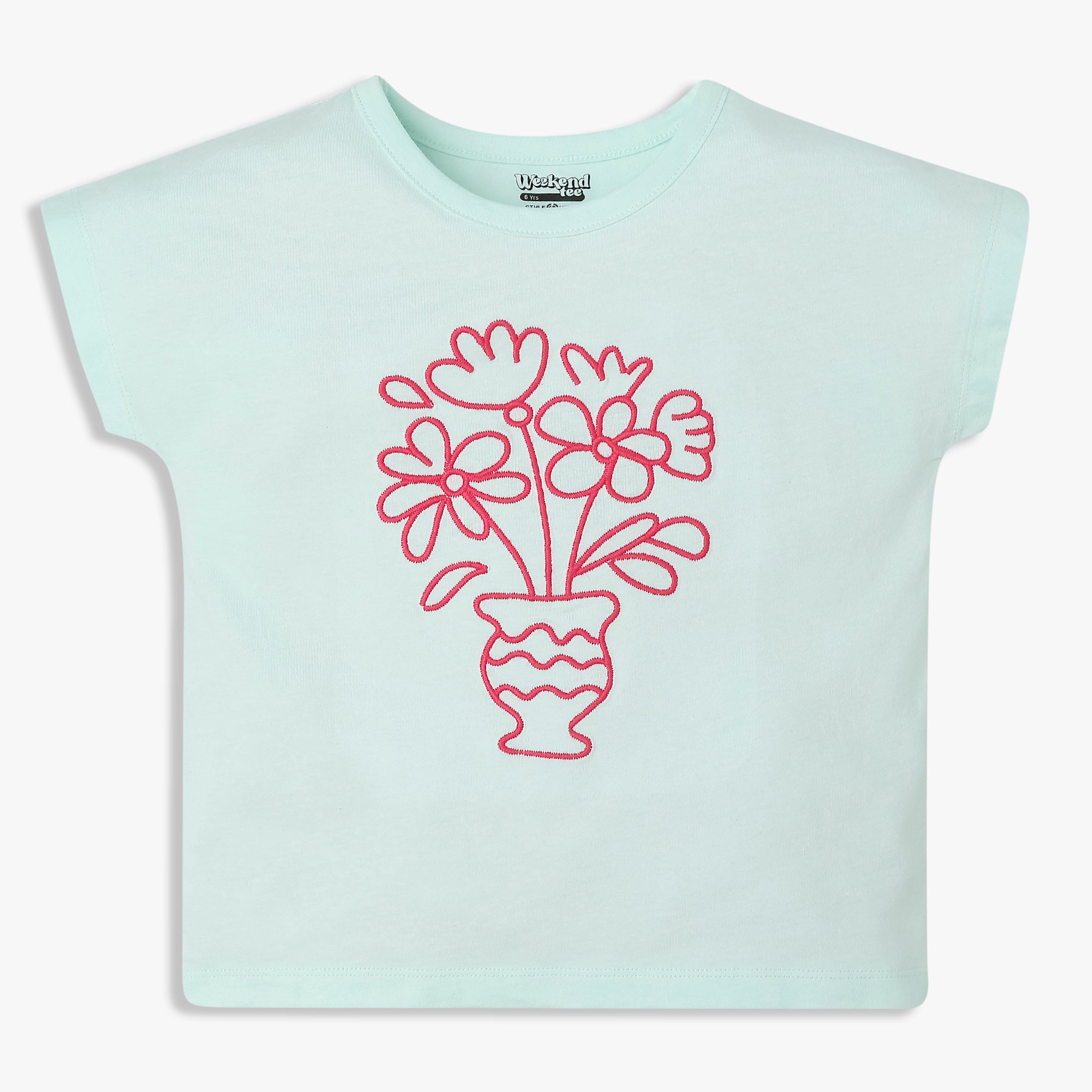 Girls Cotton Crew Neck Graphitee