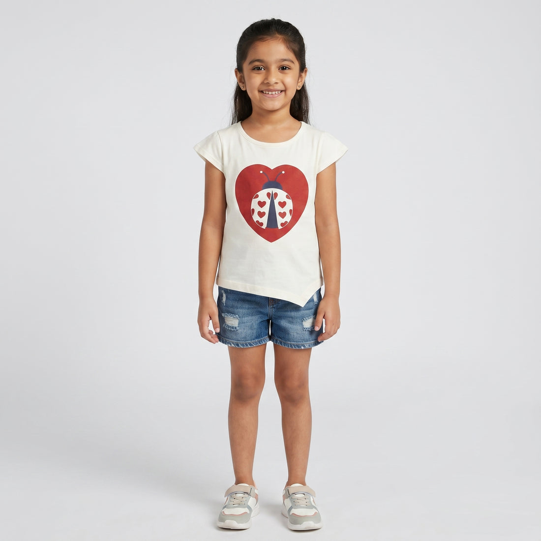Girls Cotton Crew Neck Graphitee