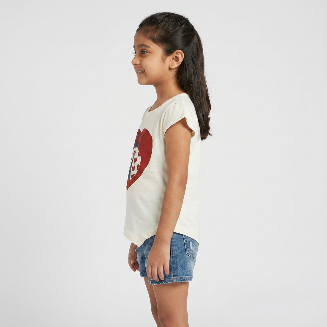 Girls Cotton Crew Neck Graphitee