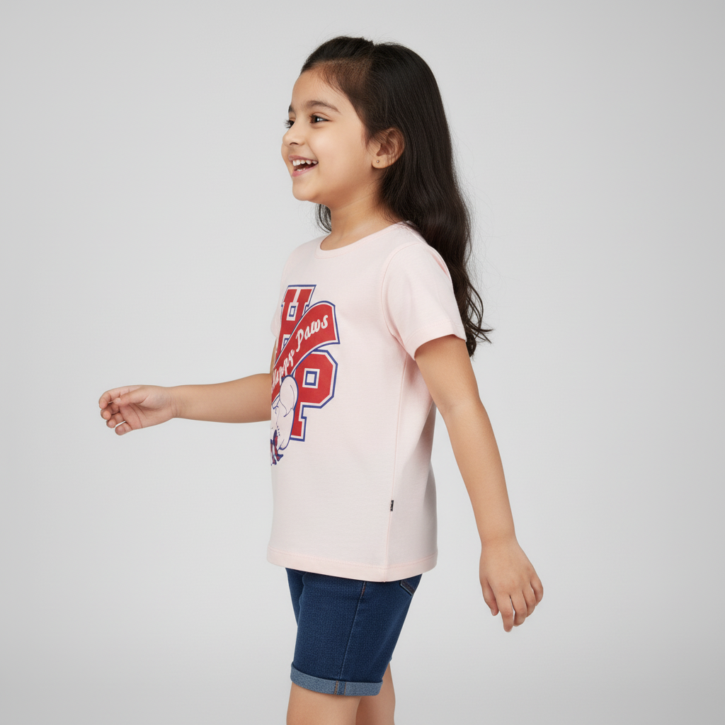 Girls Cotton Crew Neck Graphitee