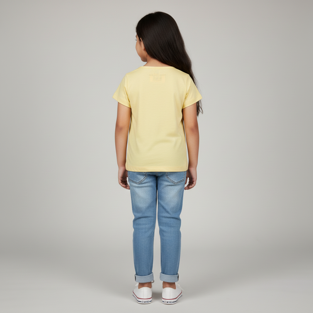 Girls Cotton Crew Neck Graphitee