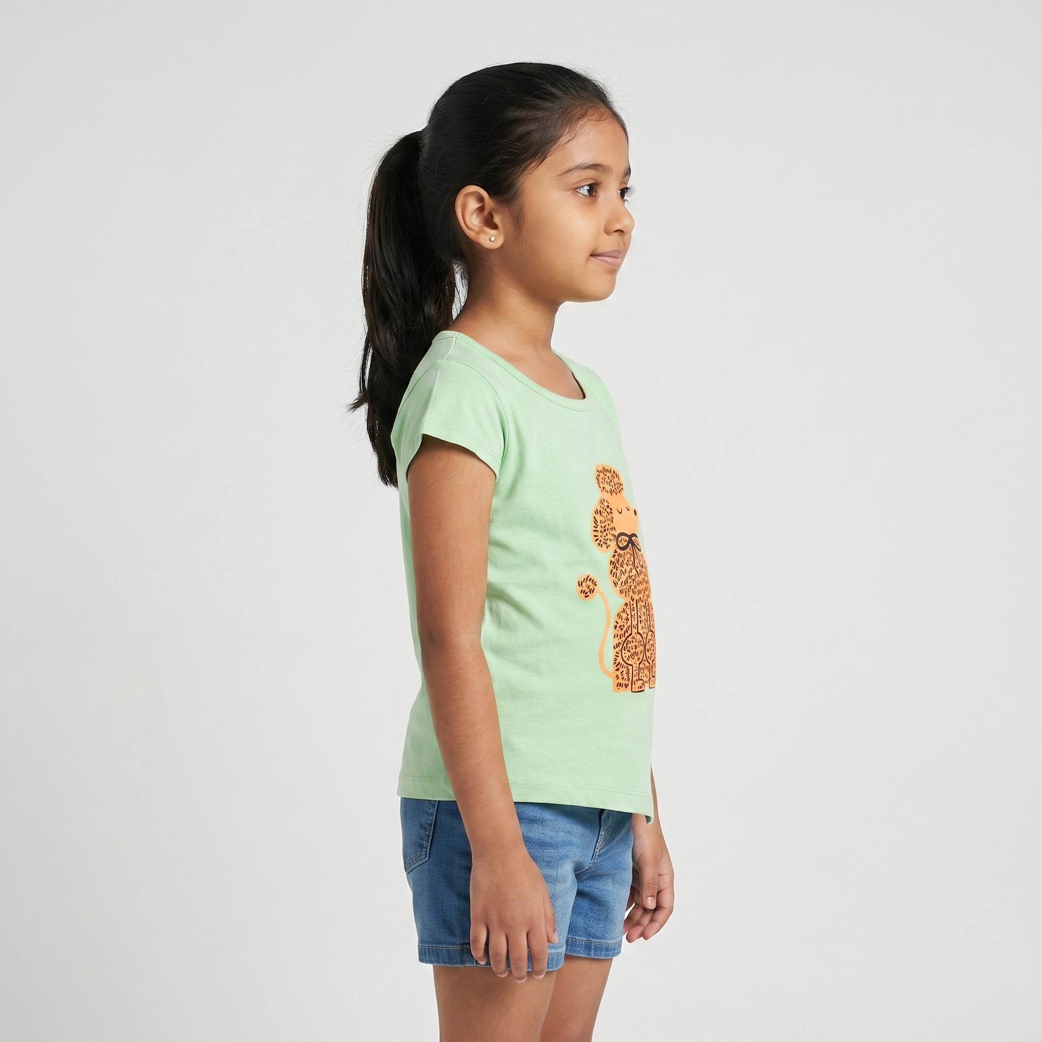 Girls Cotton Crew Neck Graphitee