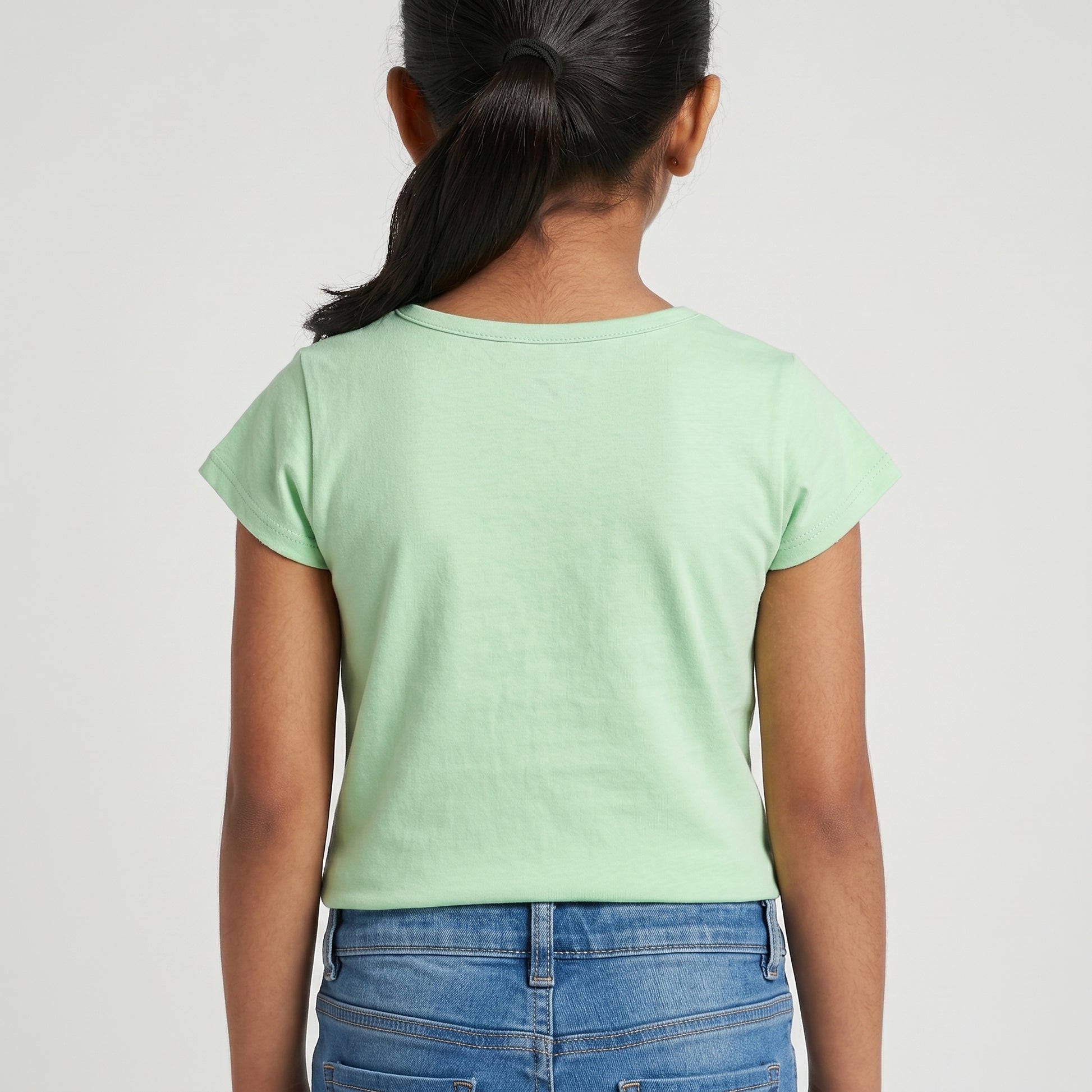 Girls Cotton Crew Neck Graphitee