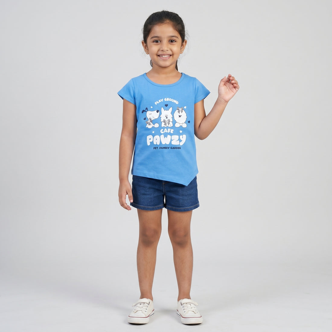 Girls Cotton Crew Neck Graphitee