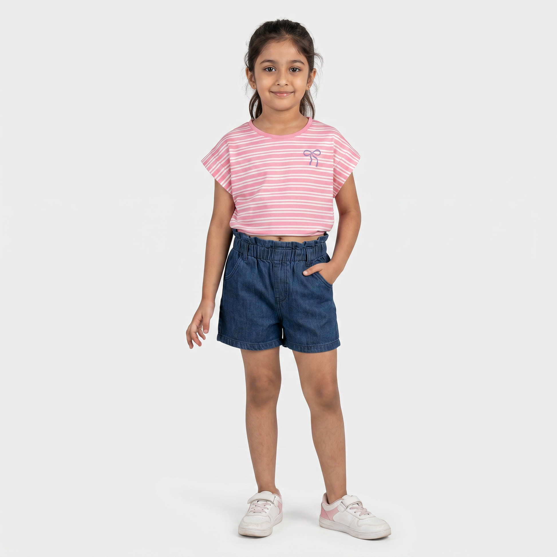 Girls Cotton Crew Neck Graphitee