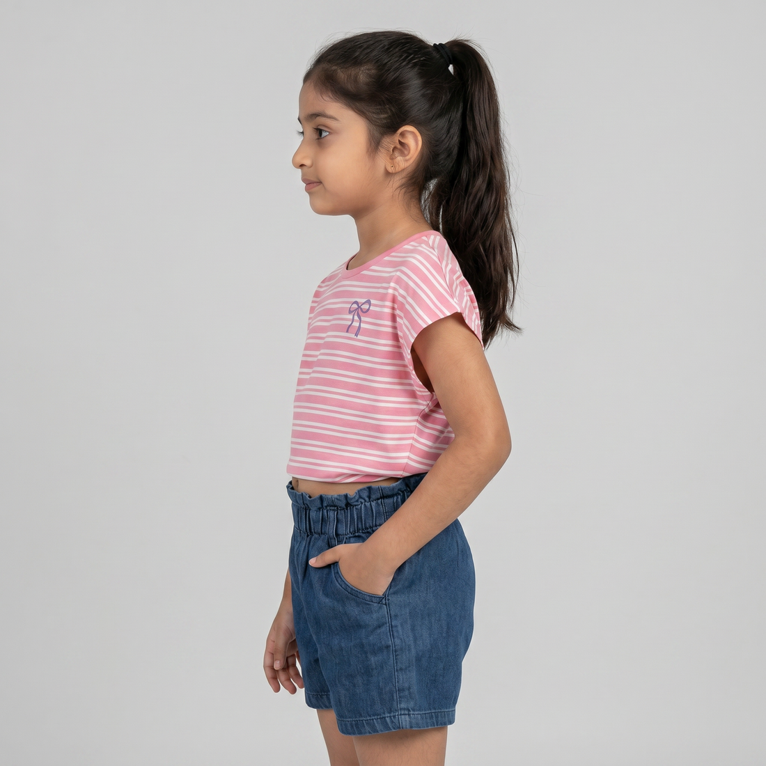 Girls Cotton Crew Neck Graphitee