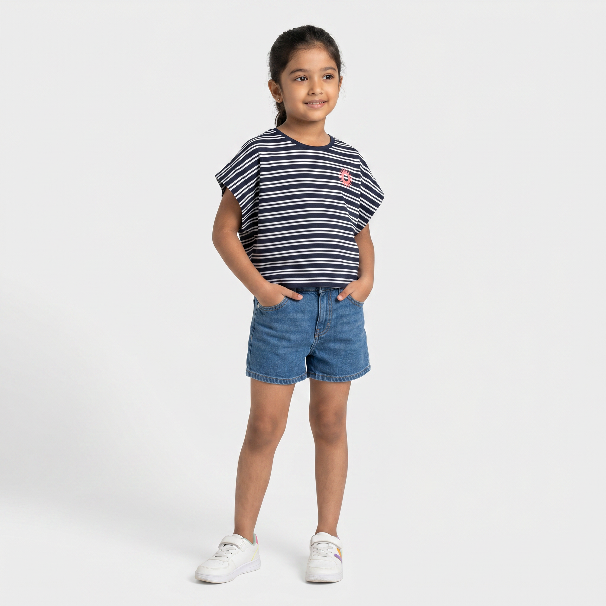 Girls Cotton Crew Neck Graphitee