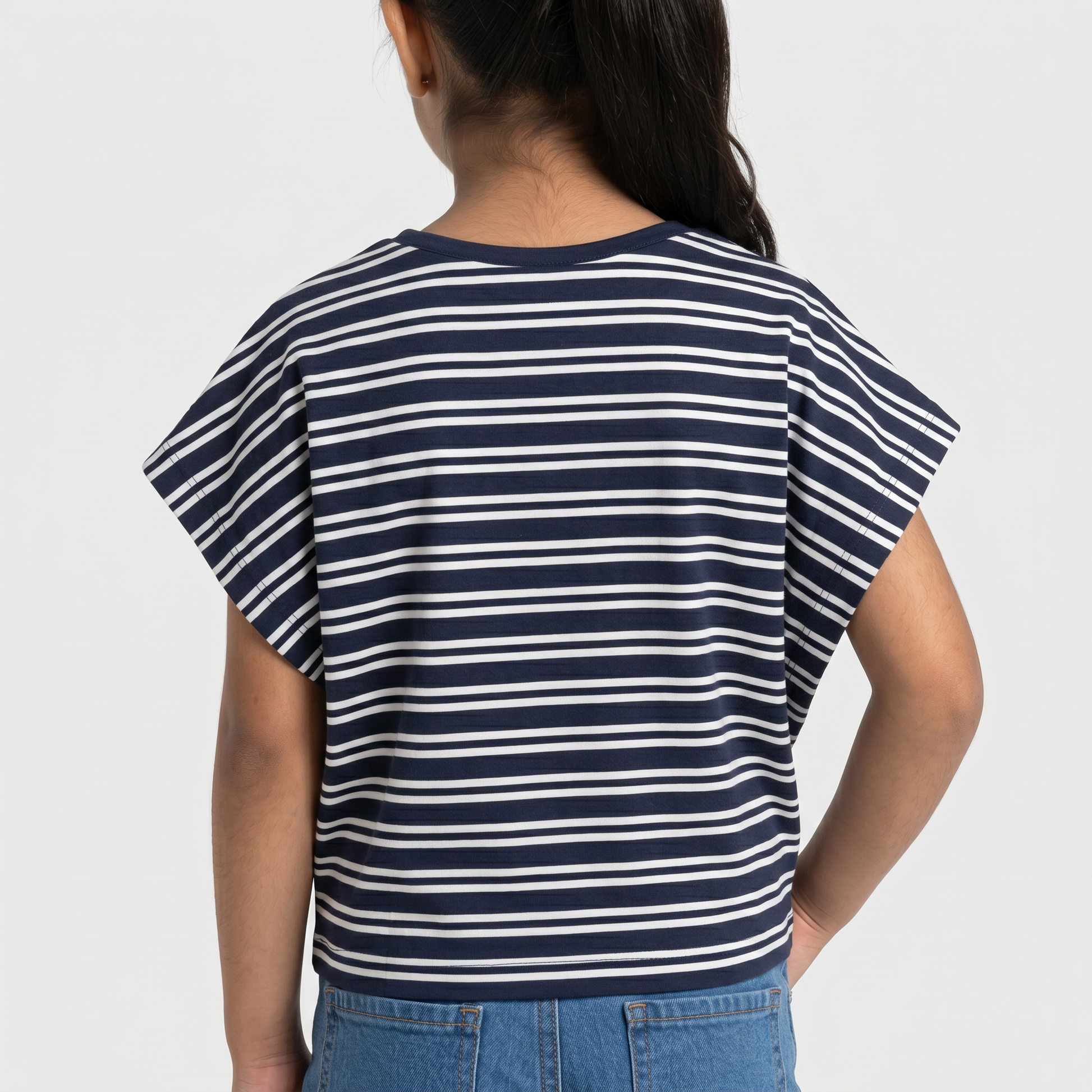 Girls Cotton Crew Neck Graphitee