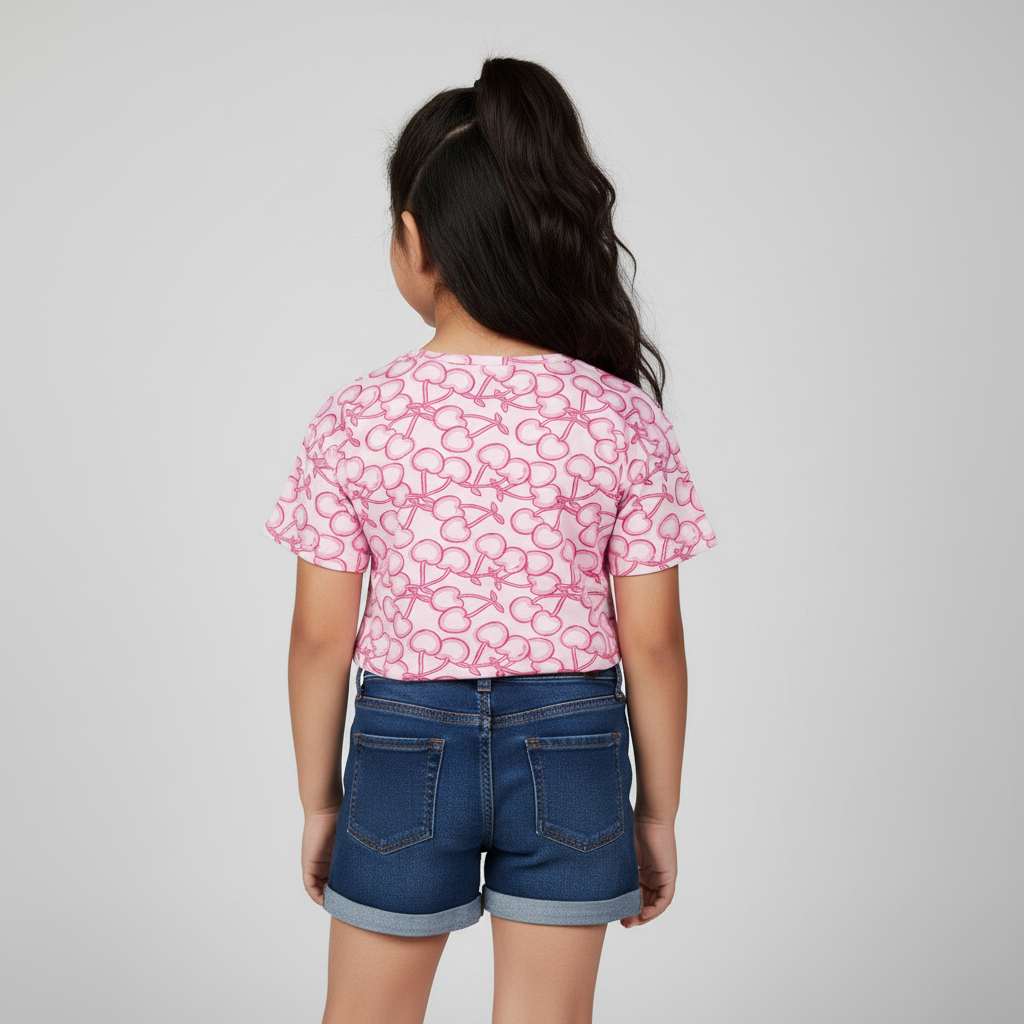 Girls Cotton Crew Neck Graphitee