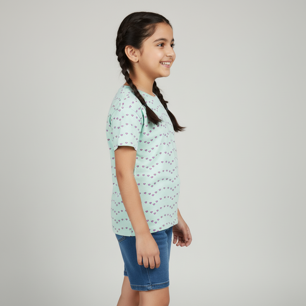 Girls Cotton Crew Neck Graphitee