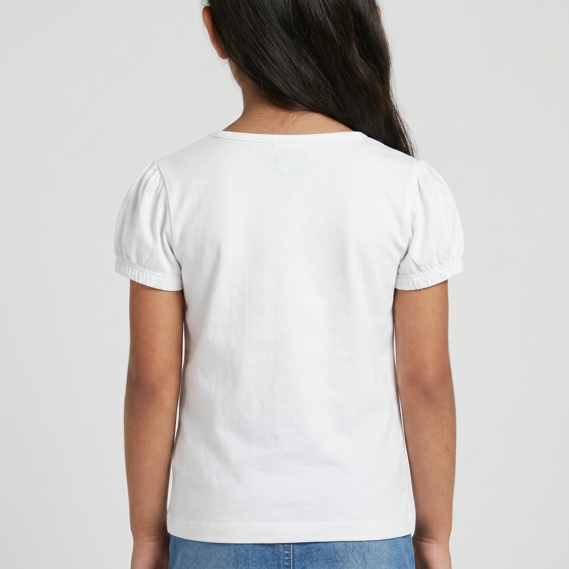 Girls Cotton Crew Neck Graphitee