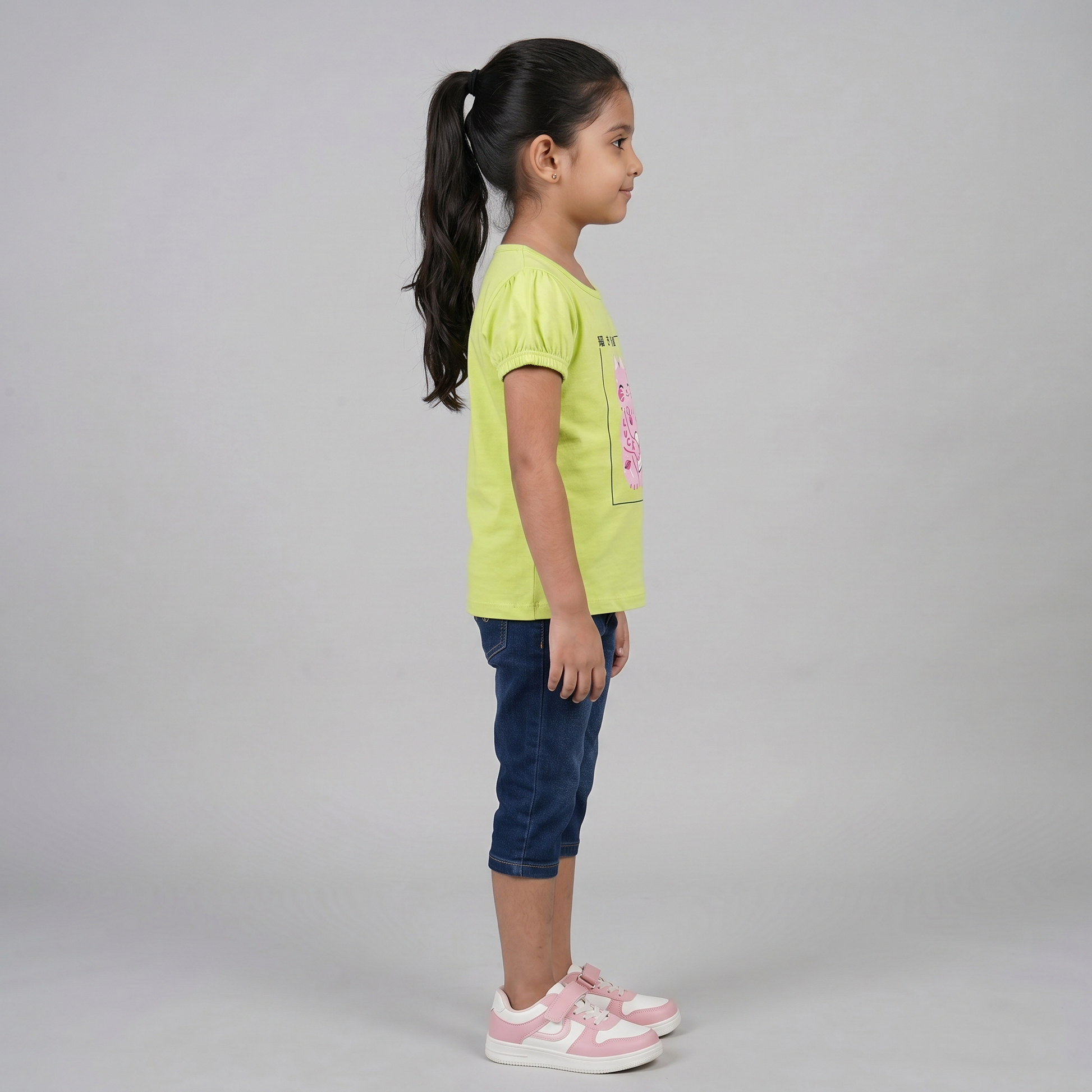 Girls Cotton Crew Neck Graphitee