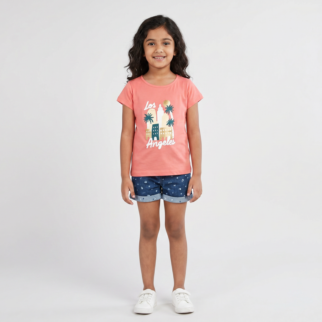 Girls Cotton Crew Neck Graphitee