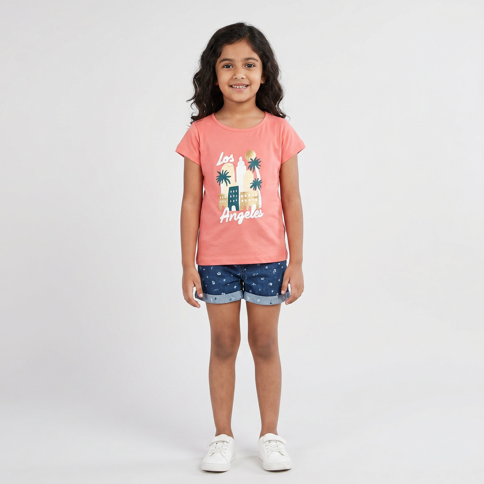 Girls Cotton Crew Neck Graphitee