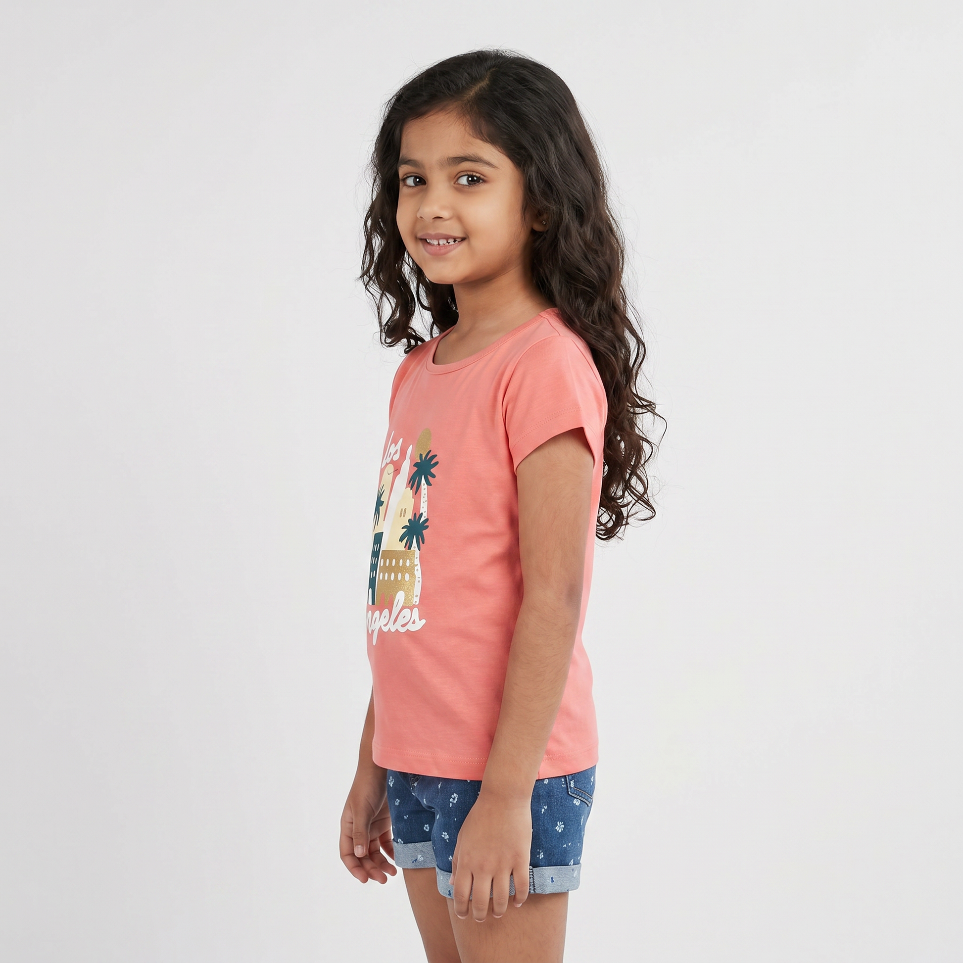 Girls Cotton Crew Neck Graphitee