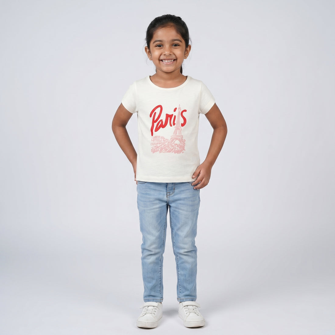 Girls Cotton Crew Neck Graphitee