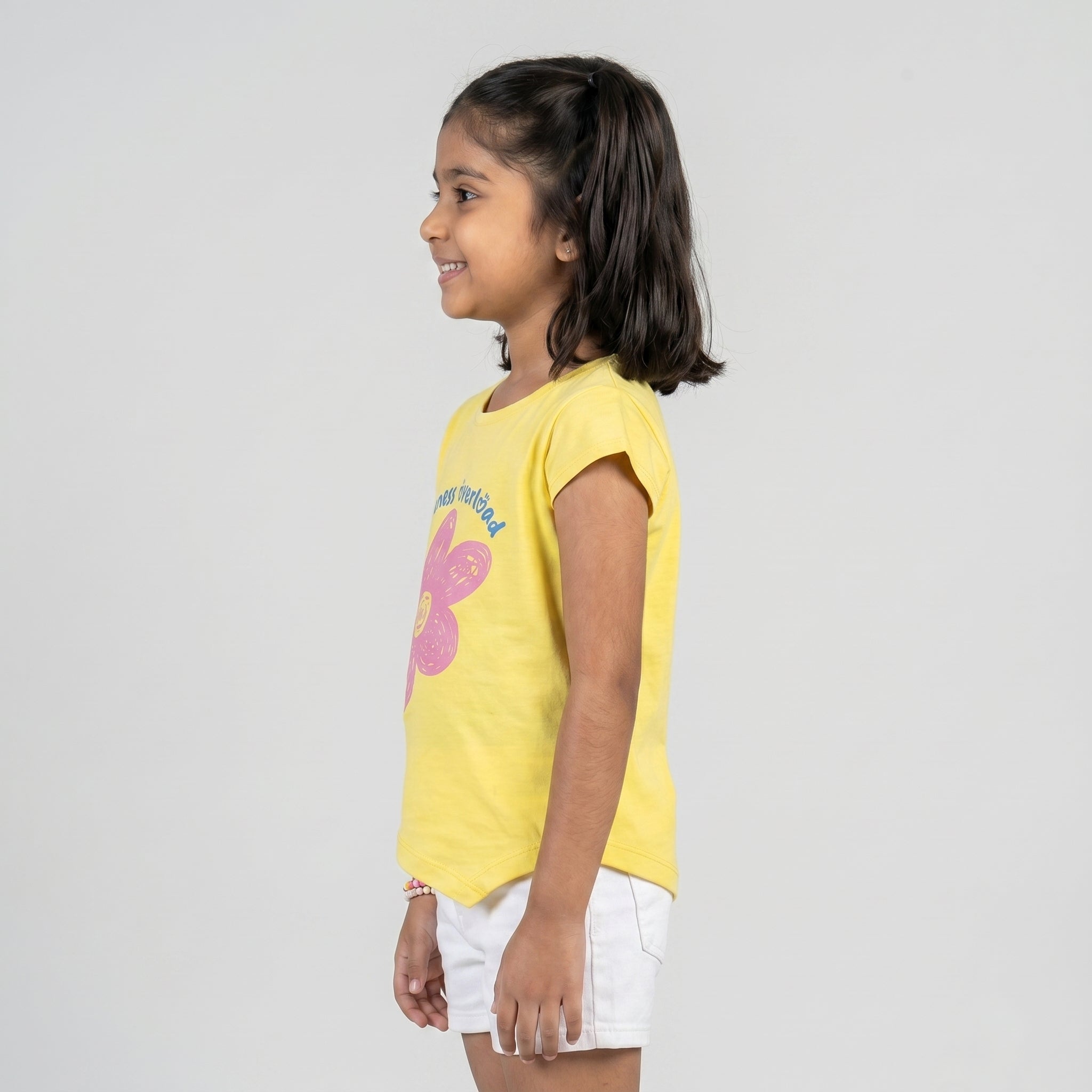 Girls Cotton Crew Neck Graphitee