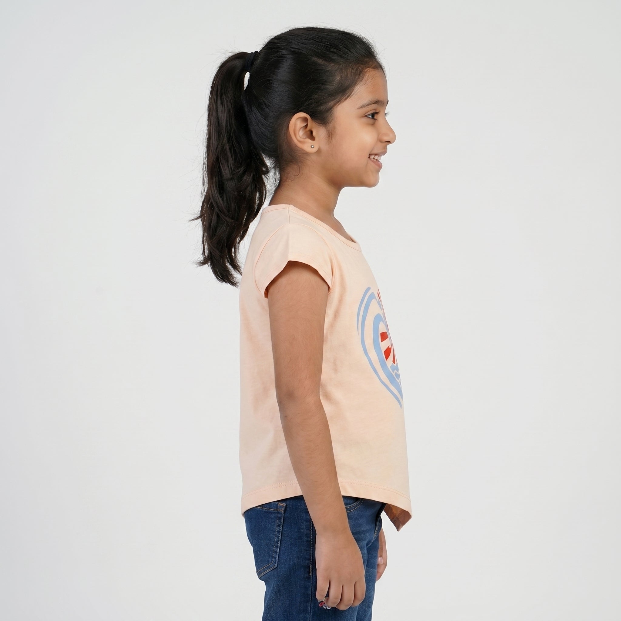 Girls Cotton Crew Neck Graphitee