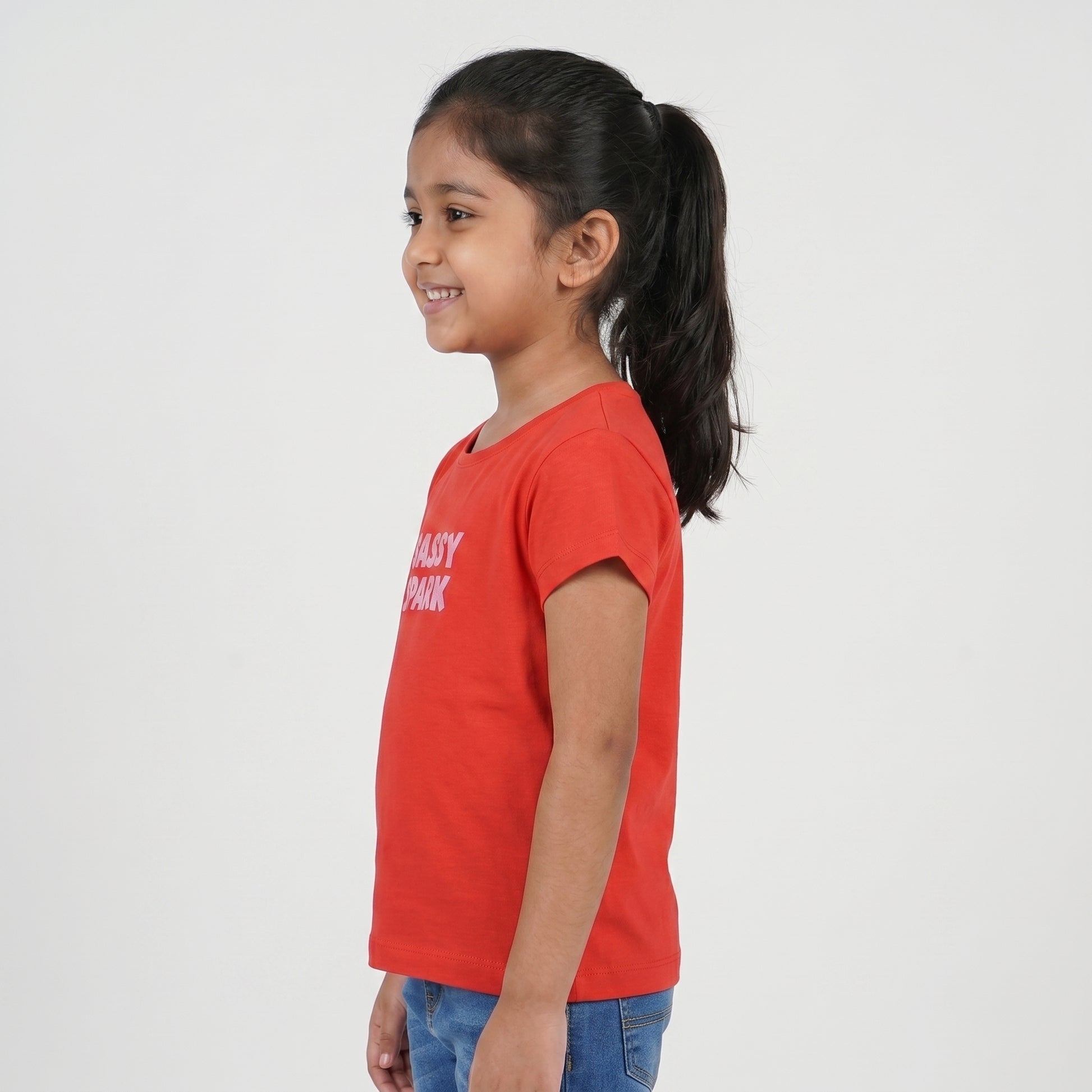 Girls Cotton Crew Neck Graphitee