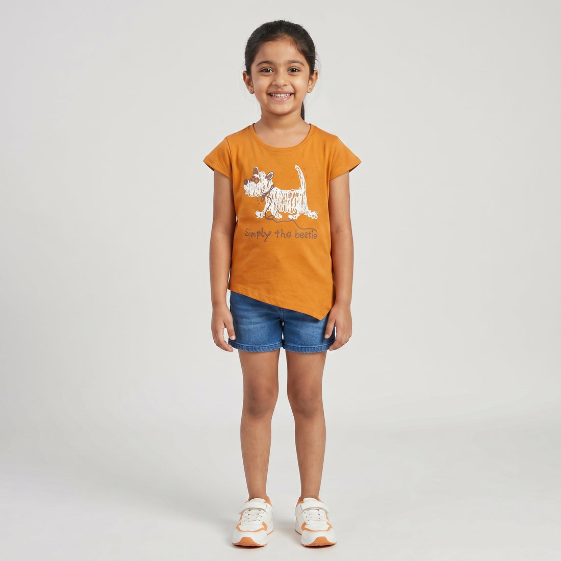 Girls Cotton Crew Neck Graphitee