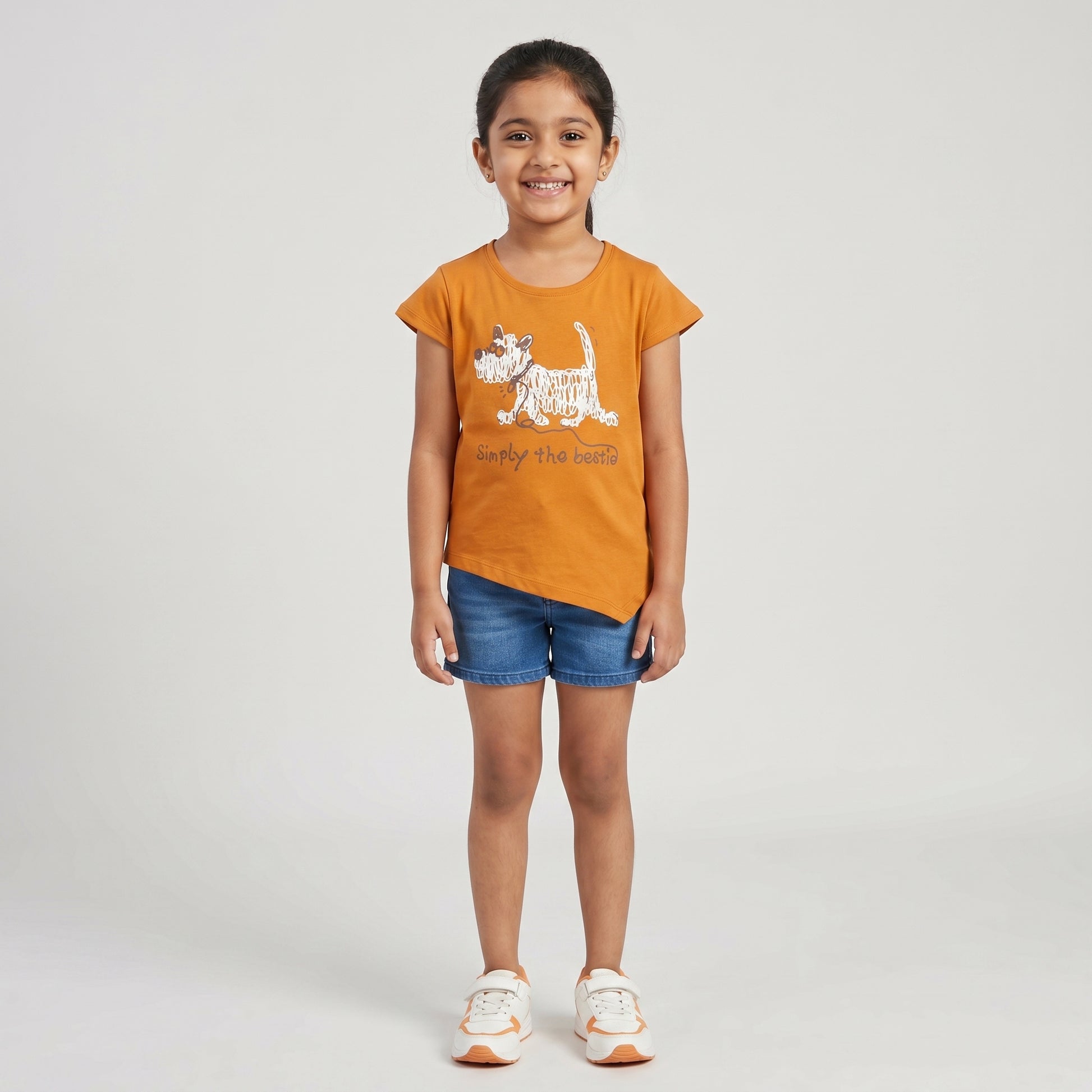 Girls Cotton Crew Neck Graphitee
