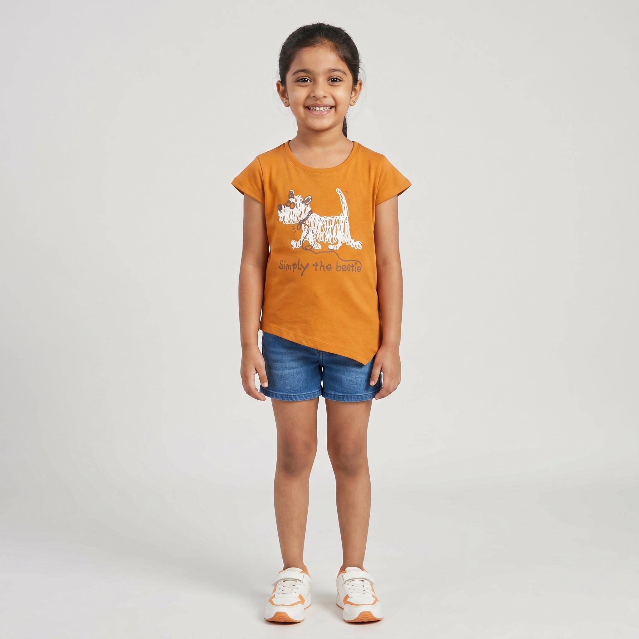 Girls Cotton Crew Neck Graphitee