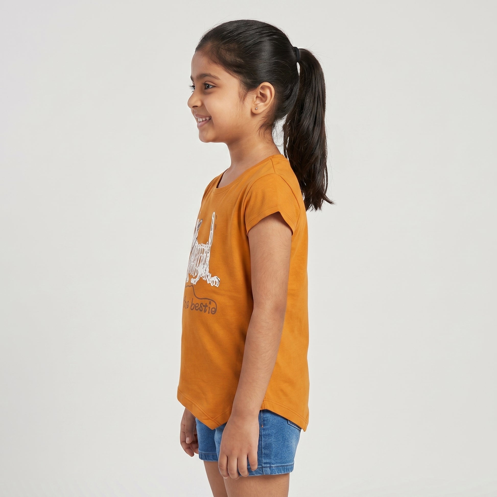 Girls Cotton Crew Neck Graphitee