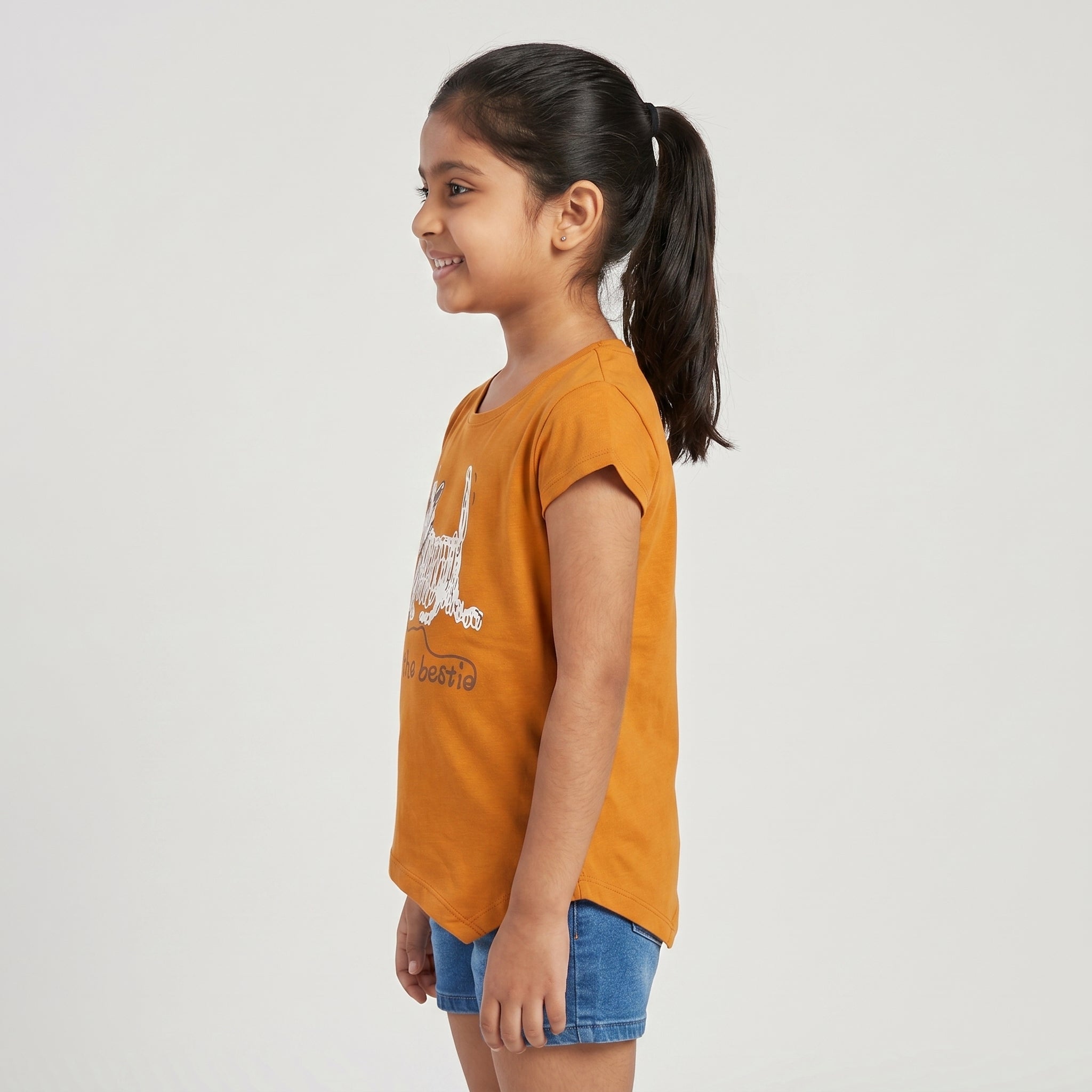 Girls Cotton Crew Neck Graphitee