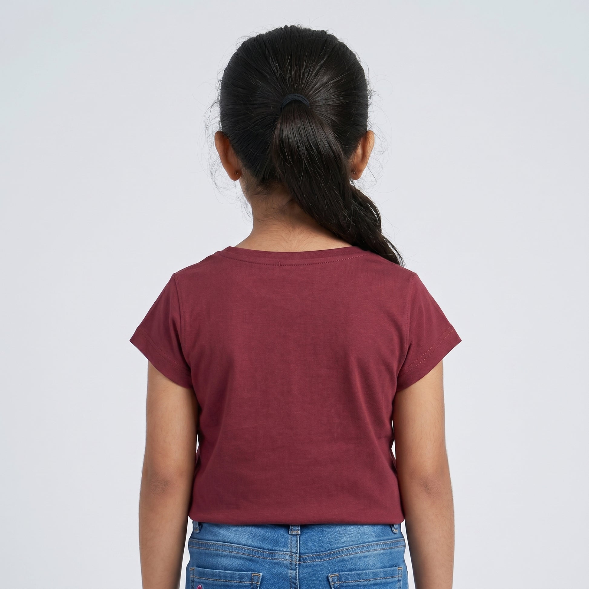 Girls Cotton Crew Neck Graphitee