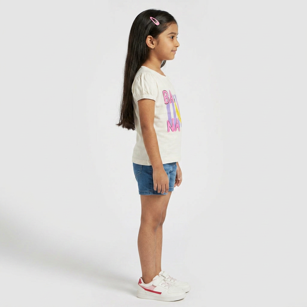 Girls Cotton Crew Neck Graphitee