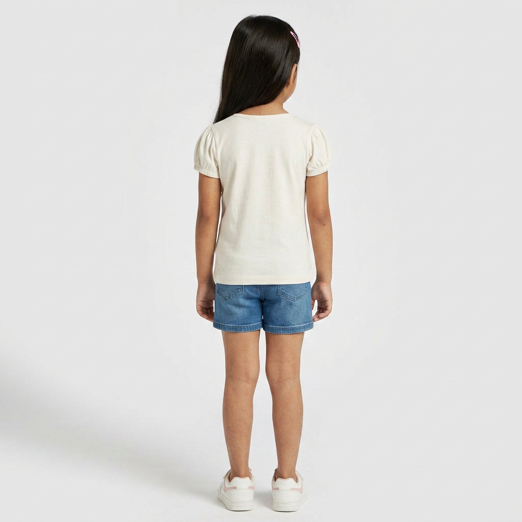 Girls Cotton Crew Neck Graphitee