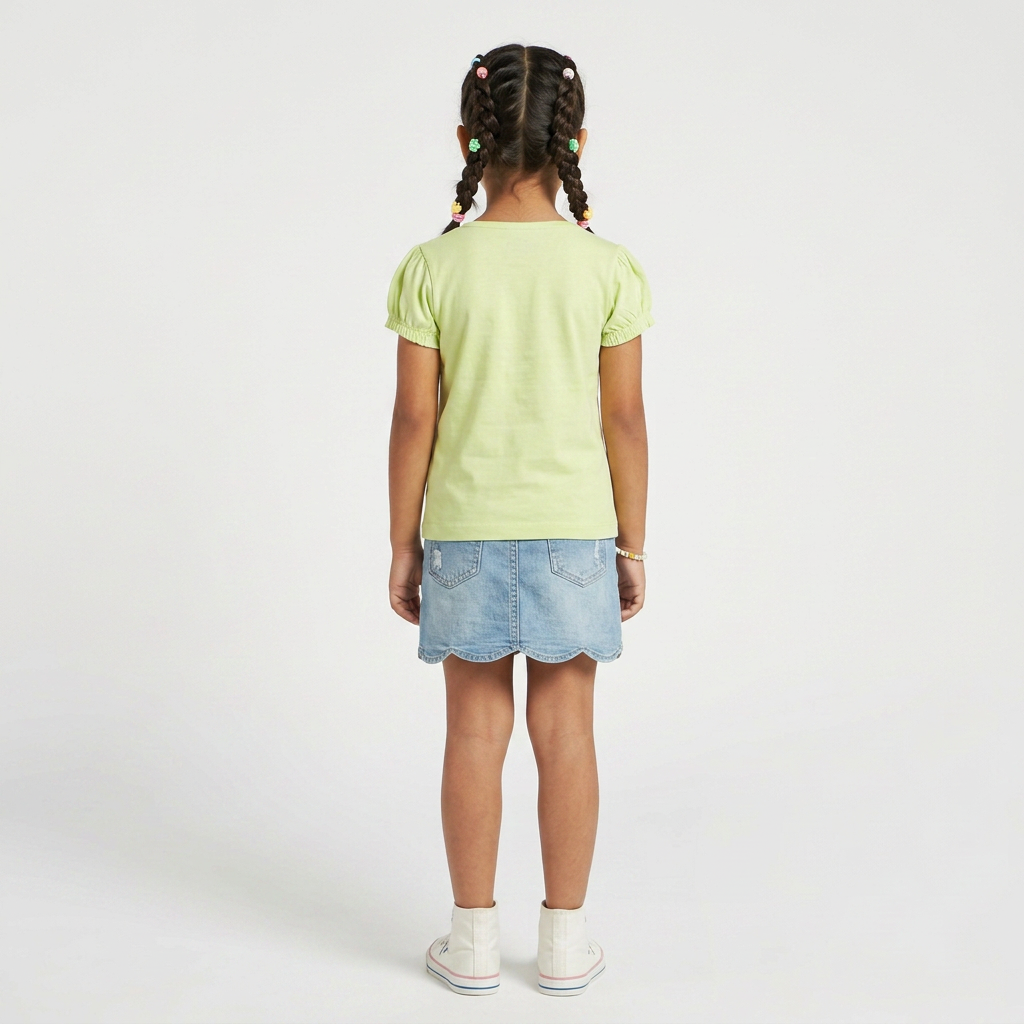 Girls Cotton Crew Neck Graphitee