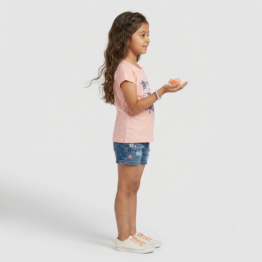 Girls Cotton Crew Neck Graphitee