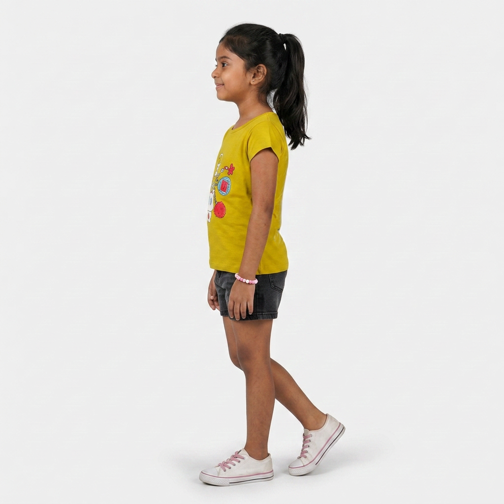 Girls Cotton Crew Neck Graphitee