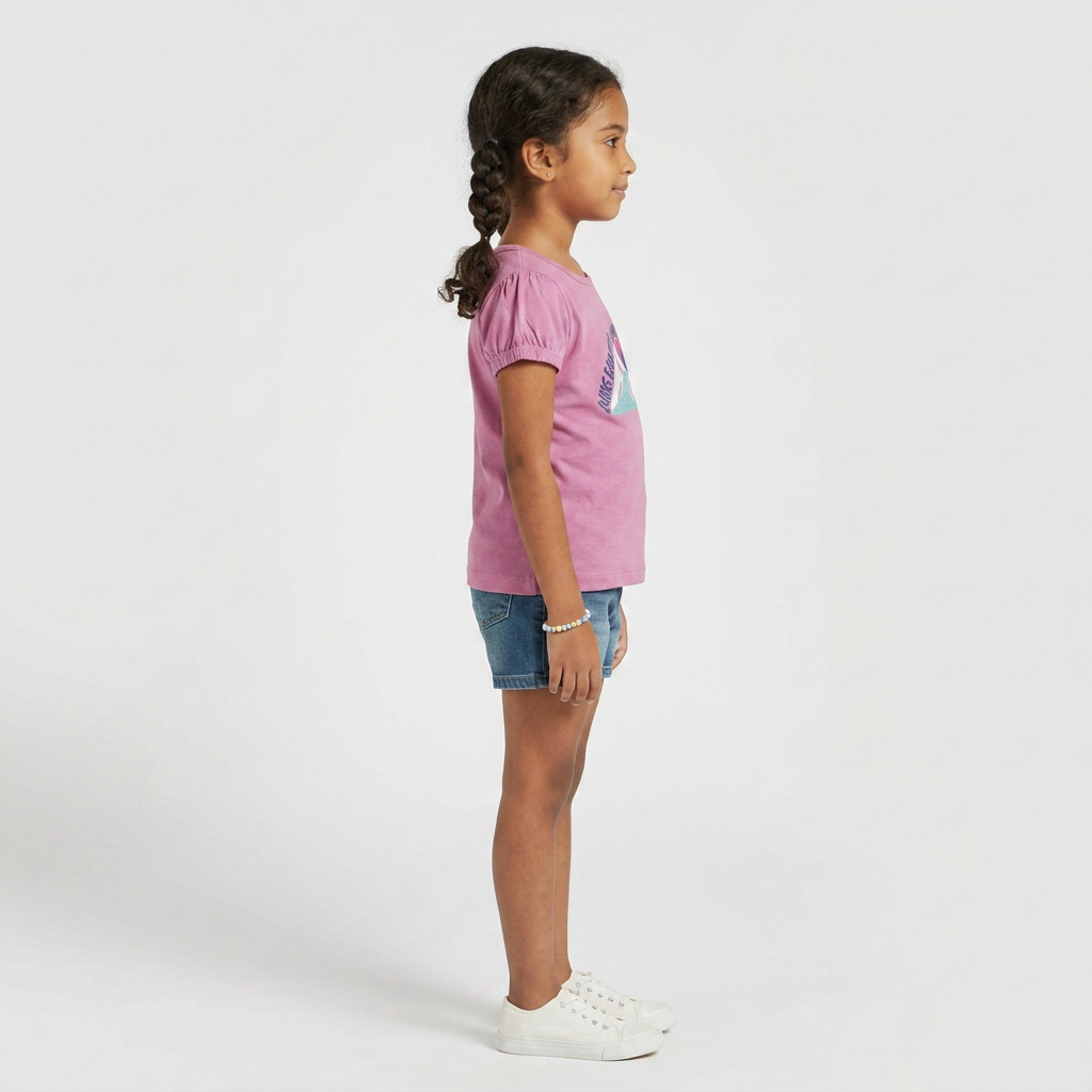 Girls Cotton Crew Neck Graphitee