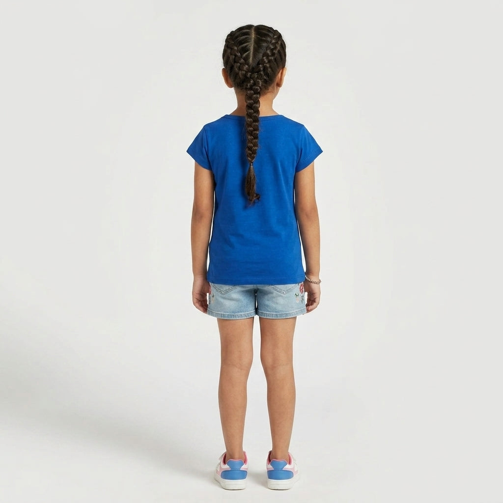 Girls Cotton Crew Neck Graphitee