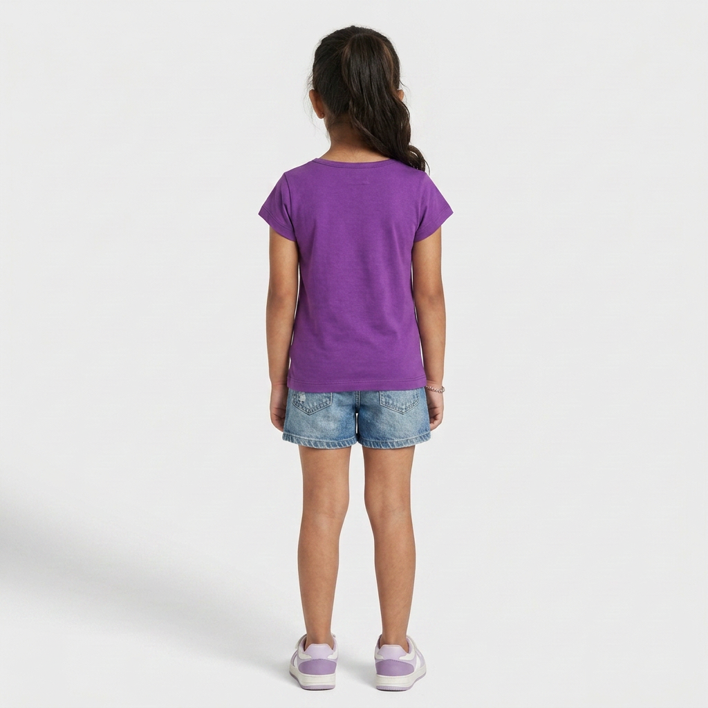 Girls Cotton Crew Neck Graphitee