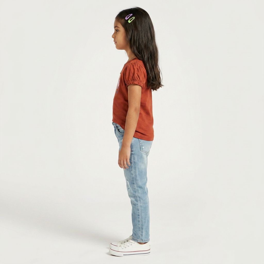 Girls Cotton Crew Neck Graphitee