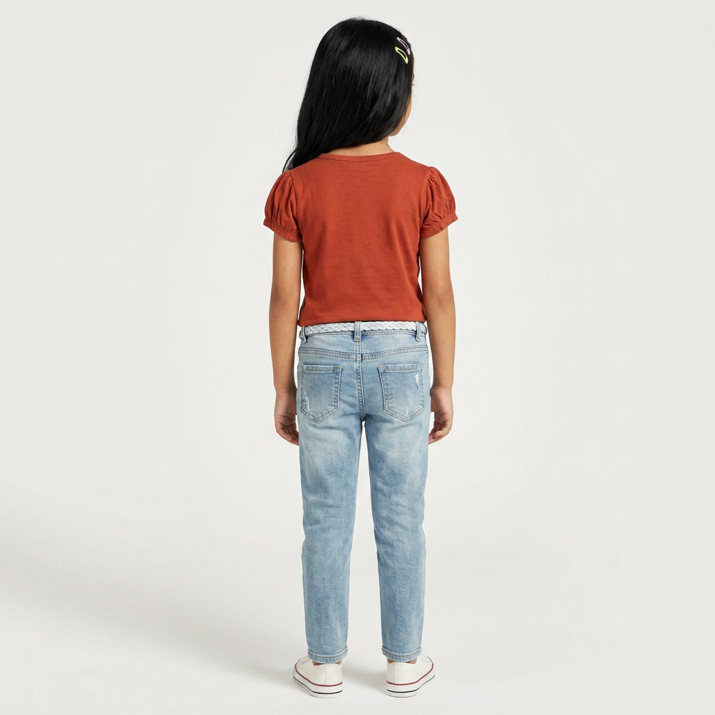 Girls Cotton Crew Neck Graphitee